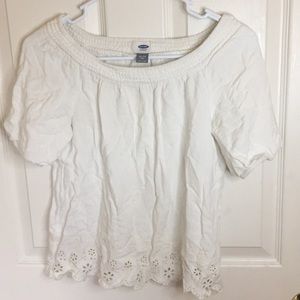 White Old Navy off the shoulder tee